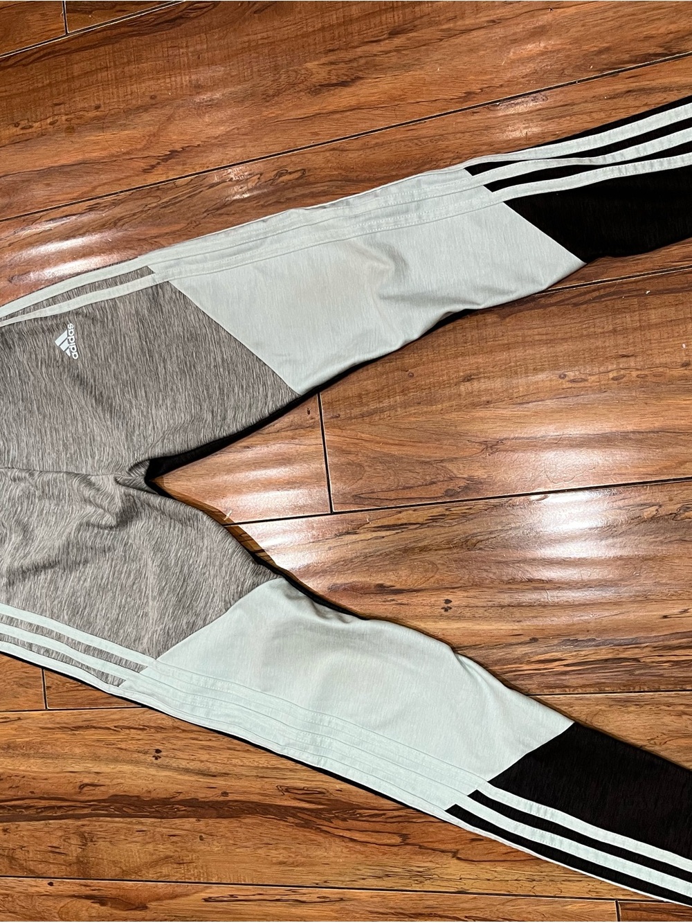 adidas Kids Grey and Light Mint Colorblock Joggers